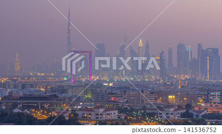 Dubai creek landscape day to night timelapse Dubai creek landscape day to night timelapse 141536752