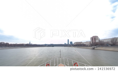 Moscow River. River cruise ships on the Moscow river winter timelapse hyperlapse Moscow River. River cruise ships on the Moscow river winter timelapse hyperlapse 141536972