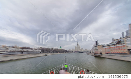 Moscow River. River cruise ships on the Moscow river winter timelapse hyperlapse Moscow River. River cruise ships on the Moscow river winter timelapse hyperlapse 141536975