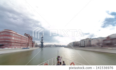 Moscow River. River cruise ships on the Moscow river winter timelapse hyperlapse Moscow River. River cruise ships on the Moscow river winter timelapse hyperlapse 141536976