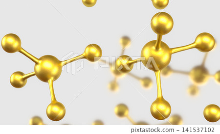 Golden Molecular Structures on Minimal White Scientific Background 3d render. Golden Molecular Structures on Minimal White Scientific Background 3d render. 141537102