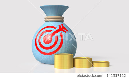 Money Bag and Golden Coins for Financial Goal Success 3d render. Money Bag and Golden Coins for Financial Goal Success 3d render. 141537112