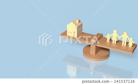 Family Housing Balance and Home Ownership Decision Concept 3d render. Family Housing Balance and Home Ownership Decision Concept 3d render. 141537116