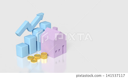 Real Estate Growth and Home Investment Success Concept 3d render. Real Estate Growth and Home Investment Success Concept 3d render. 141537117