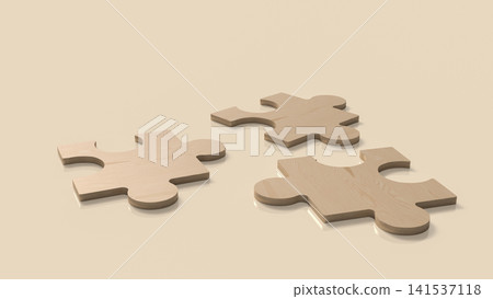 Wooden Jigsaw Puzzle Pieces for Creative Problem Solving 3d render. Wooden Jigsaw Puzzle Pieces for Creative Problem Solving 3d render. 141537118