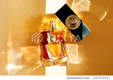 Elegant perfume bottles presenting fragrance innovation concept Elegant perfume bottles presenting fragrance innovation concept 141537412