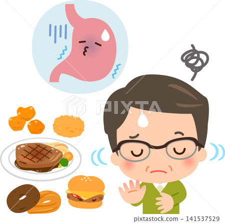 一位腸胃不好的中年男子,不愛吃油膩食物。 一位腸胃不好的中年男子,不愛吃油膩食物。 141537529