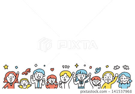 Illustrations of people of various generations, including businessmen, students, and seniors, looking happy. Illustrations of people of various generations, including businessmen, students, and seniors, looking happy. 141537968
