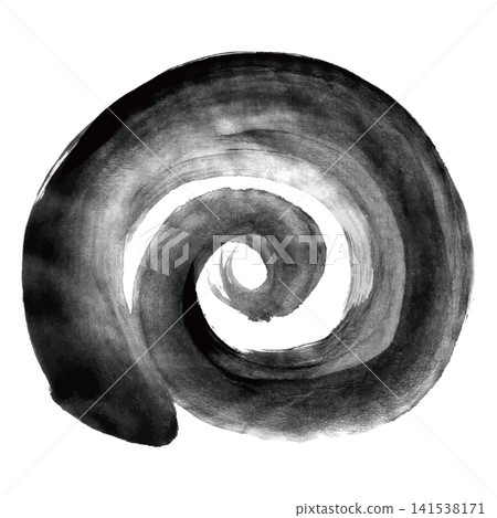 A spiral drawn with a brush on calligraphy paper A spiral drawn with a brush on calligraphy paper 141538171