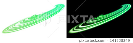 Shining green neon oval light trail - transparent background effect material Shining green neon oval light trail - transparent background effect material 141538249