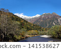 The Azusa River in Kamikochi and a clear blue sky. 141538627