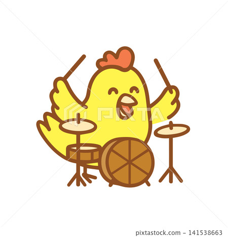 cute chicken playing drums cute chicken playing drums 141538663