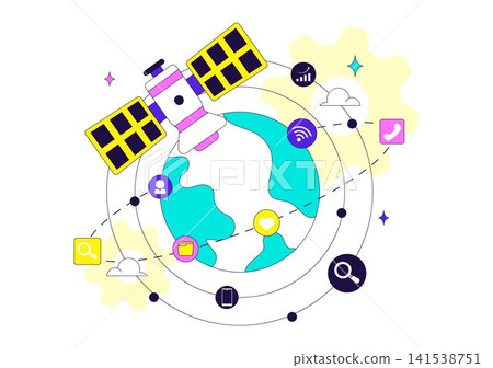 World Development Information Day Illustration Featuring Global Digital Communication, Information Technology, Satellite Network and Data Connectivity World Development Information Day Illustration Featuring Global Digital Communication, Information Technology, Satellite Network and Data Connectivity 141538751