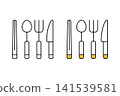 Icon set of chopsticks, spoon, fork, and knife 141539581