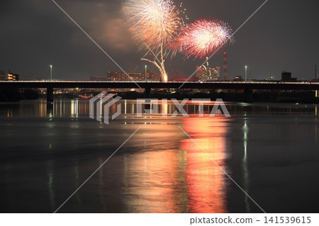 Fireworks on the river Fireworks on the river 141539615