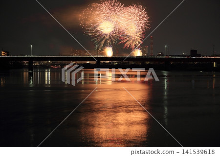 Fireworks on the river Fireworks on the river 141539618