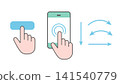 Smartphone operation instruction icon set, tap, swipe, and long press vector materials. 141540779