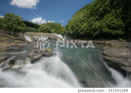 A spectacular view of Yokotaki, which has abundant water flowing downstream of the Kikuchi Gorge A spectacular view of Yokotaki, which has abundant water flowing downstream of the Kikuchi Gorge 141541389