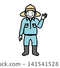 Illustration: An elderly farmer waving with a smile. 141541528