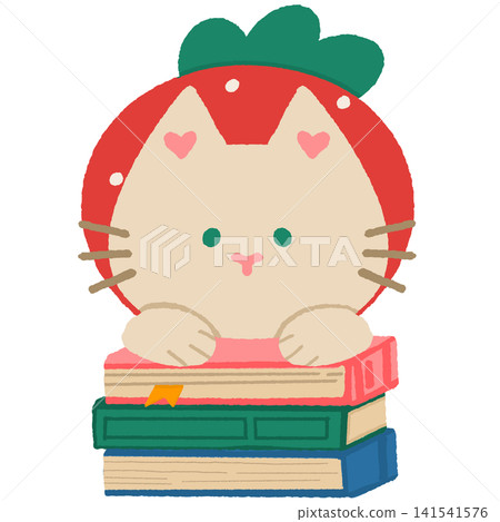 Cute Cat Wearing Strawberry Hat Cute Cat Wearing Strawberry Hat 141541576