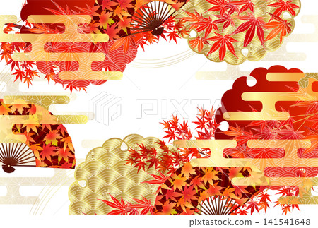 日式背景圖案,以秋葉和扇子為特色,象徵日本秋天的美麗。 日式背景圖案,以秋葉和扇子為特色,象徵日本秋天的美麗。 141541648
