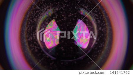 Glowing ring. Neon fluid flow. Round colorful lens light flare. Soap bubble paint liquid mix swirl purple glow defocused background. Glowing ring. Neon fluid flow. Round colorful lens light flare. Soap bubble paint liquid mix swirl purple glow defocused background. 141541762