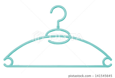Mint green clothes hanger with hooks, white background Mint green clothes hanger with hooks, white background 141545645