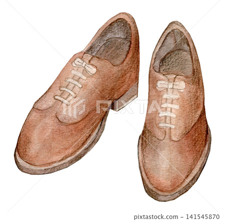 Watercolor illustration, hand-drawn illustration, business shoes, businessman Watercolor illustration, hand-drawn illustration, business shoes, businessman 141545870
