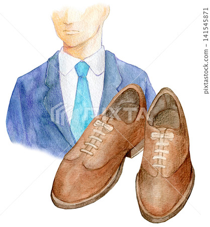 Watercolor illustration, hand-drawn illustration, business shoes, businessman Watercolor illustration, hand-drawn illustration, business shoes, businessman 141545871
