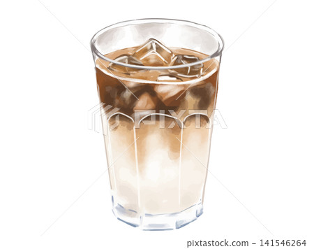 冰咖啡歐蕾(冰牛奶咖啡)的水彩插圖 冰咖啡歐蕾(冰牛奶咖啡)的水彩插圖 141546264