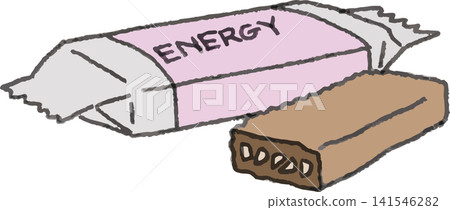 Color illustration of an energy bar for trail food (hiking, sports, outdoor activities, nutritional supplements) Color illustration of an energy bar for trail food (hiking, sports, outdoor activities, nutritional supplements) 141546282