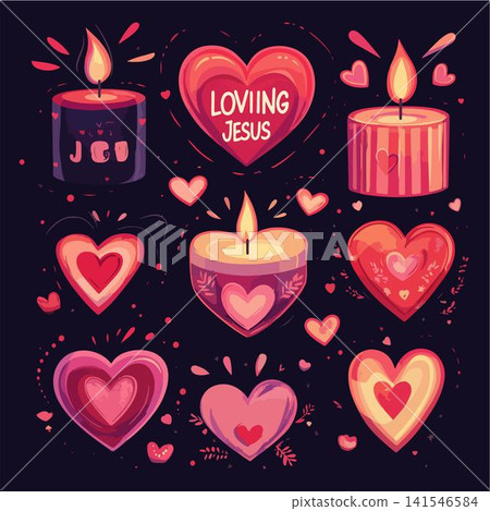 Vibrant candle and heart designs for love and faith. Vibrant candle and heart designs for love and faith. 141546584