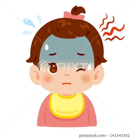 頭痛的女嬰-上半身插圖 頭痛的女嬰-上半身插圖 141547302