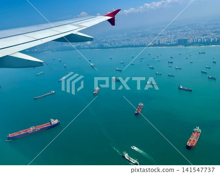 Tanker fleet in the Singapore Strait Tanker fleet in the Singapore Strait 141547737