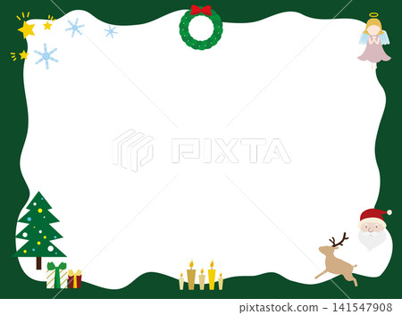 Cute Christmas-themed background frame (green) Cute Christmas-themed background frame (green) 141547908