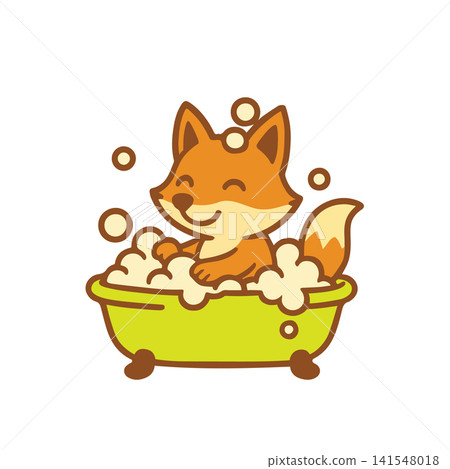 cute fox taking a bath cute fox taking a bath 141548018