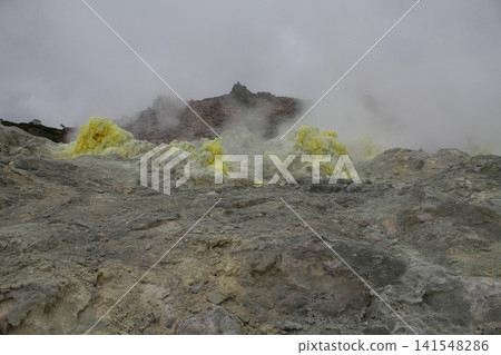 Hokkaido, Kawayu Onsen, Mount Iwo (Atosanupuri): A volcanic landscape of fumaroles and sulfur. Hokkaido, Kawayu Onsen, Mount Iwo (Atosanupuri): A volcanic landscape of fumaroles and sulfur. 141548286