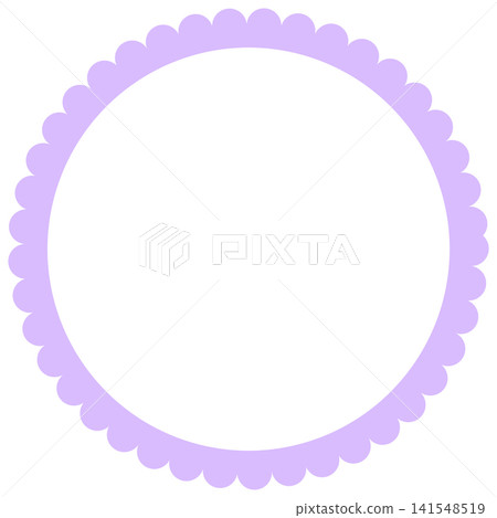A round, flower-shaped frame in light purple. A round, flower-shaped frame in light purple. 141548519