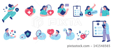 Medical and hospital illustration set Medical and hospital illustration set 141548565