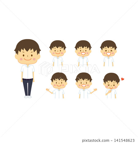 男國中學生夏季校服臉部表情模式 1 男國中學生夏季校服臉部表情模式 1 141548623