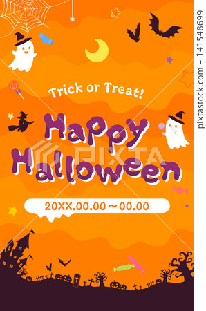 Cute orange Halloween template 2_vertical Cute orange Halloween template 2_vertical 141548699