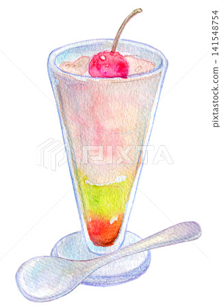 Watercolor illustration, hand-drawn illustration, fruit jelly, dessert 141548754