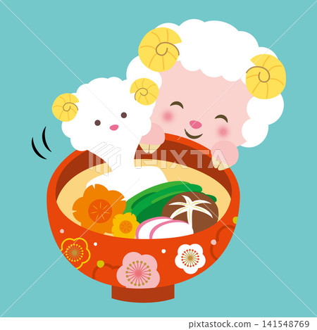 【生肖】羊年生肖及可愛綿羊插畫（羊年新年祝福） 141548769