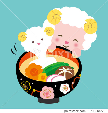 【生肖】羊年生肖及可愛綿羊插畫（羊年新年祝福） 141548770