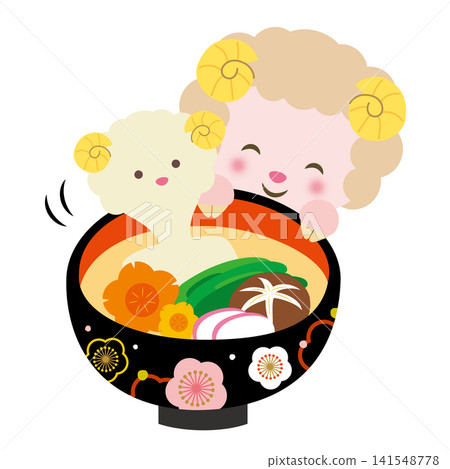 【生肖】羊年生肖及可愛綿羊插畫（羊年新年祝福） 141548778