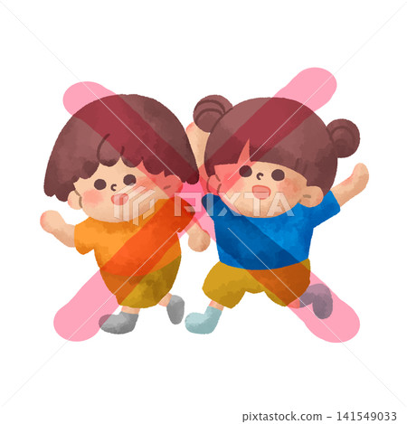 No running - Short-sleeved version (Child safety illustration) Watercolor style No running - Short-sleeved version (Child safety illustration) Watercolor style 141549033