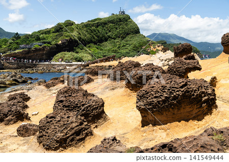Beautiful view of the Yehliu Geopark. Yehliu is a cape located in Wanli, New Taipei City, Taiwan. 141549444