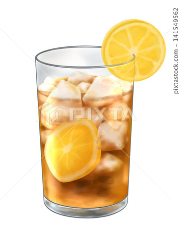 Illustration of iced lemon tea with lemon. Illustration of iced lemon tea with lemon. 141549562