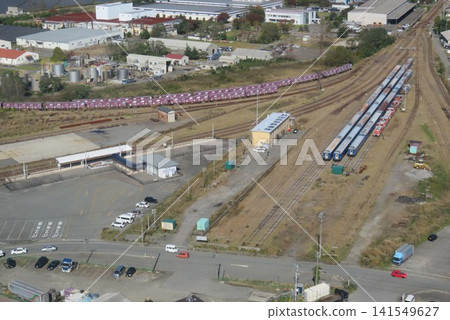 Blue train cars destined for disposal, which were being held at Akita Port. Blue train cars destined for disposal, which were being held at Akita Port. 141549627