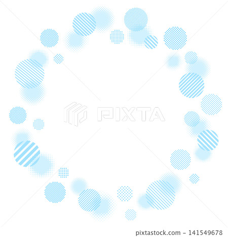 Light blue polka dot gradient and circular decorative frame with polka dot and stripe pattern. Light blue polka dot gradient and circular decorative frame with polka dot and stripe pattern. 141549678